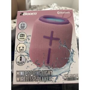 2Boom Mini Pop Ring Light Wireless Speaker Bluetooth FM Radio Pink Purple